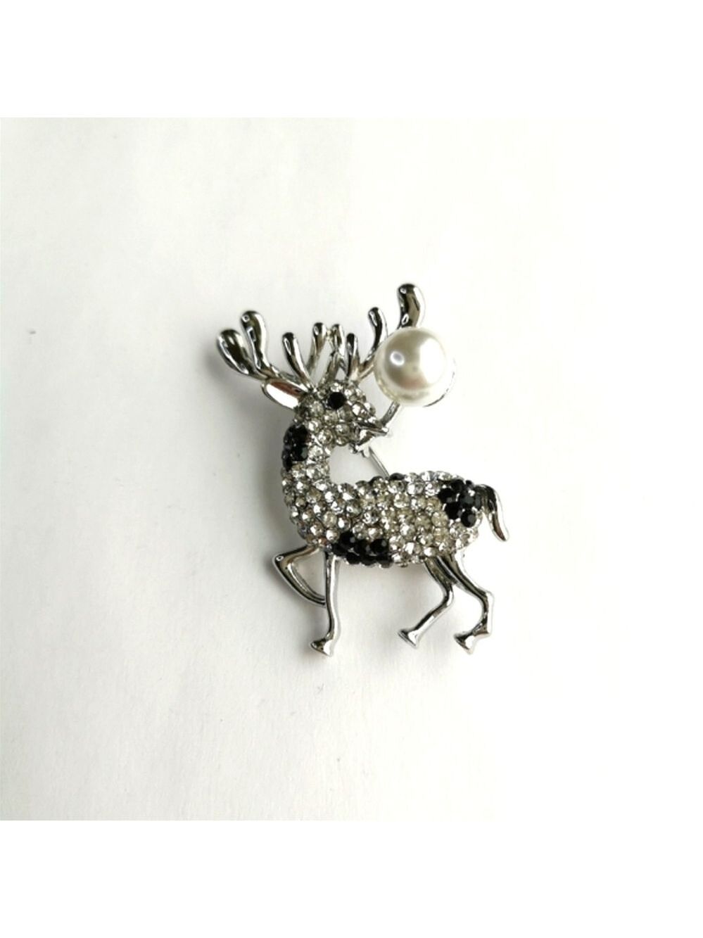 Christmas Brooch Reindeer Pearl crystal 🆕